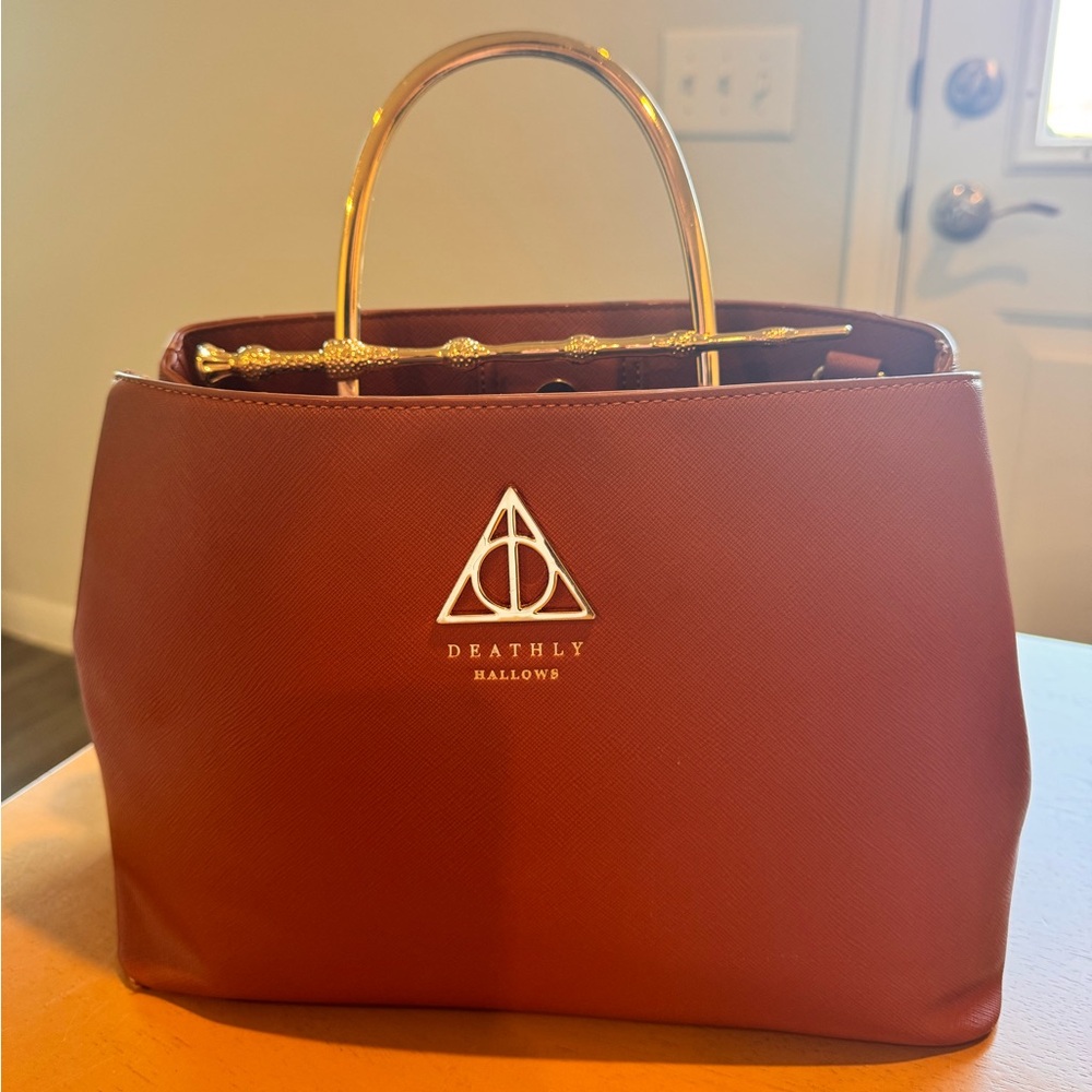 Used Loungefly Harry Potter Deathly Hollows Elder Wand Handbag 
Brown